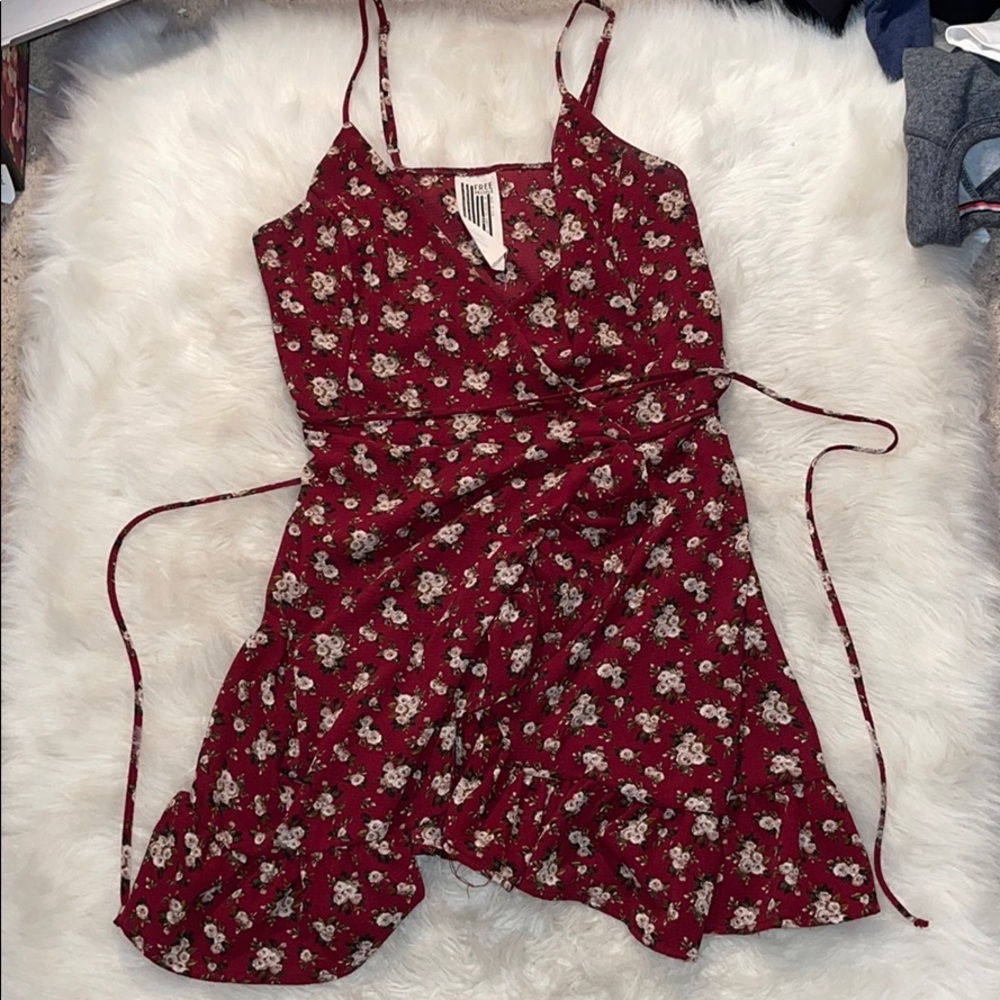 Free People Burgundy Floral Dress Size XS
